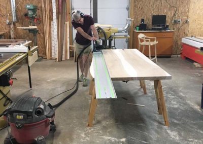 Cutting The Curly Maple Bookmatch Wood Dining Table