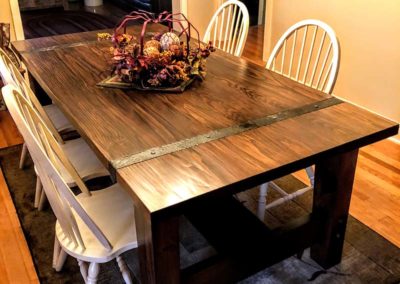 Handcrafted White Pine And Iron Strap Table