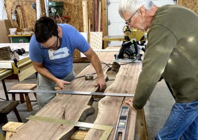 Measuring And Placing Two Black Walnut Slabs