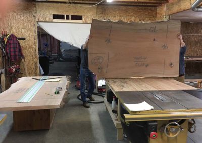 Prepping Solid Sycamore Slab For Handmade Conference Table