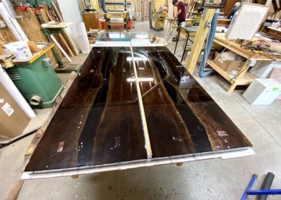 Resin Setting On Custom Epoxy And Wood Countertop