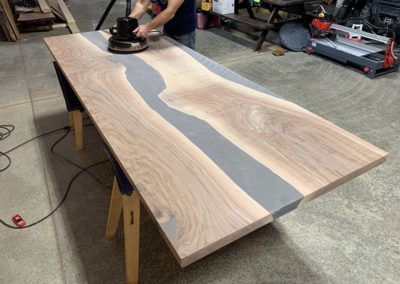 Sanding A Black Walnut And Black Epoxy Dining Table