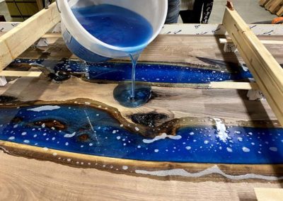 The Tahoe Table Blue Chill Epoxy Pour